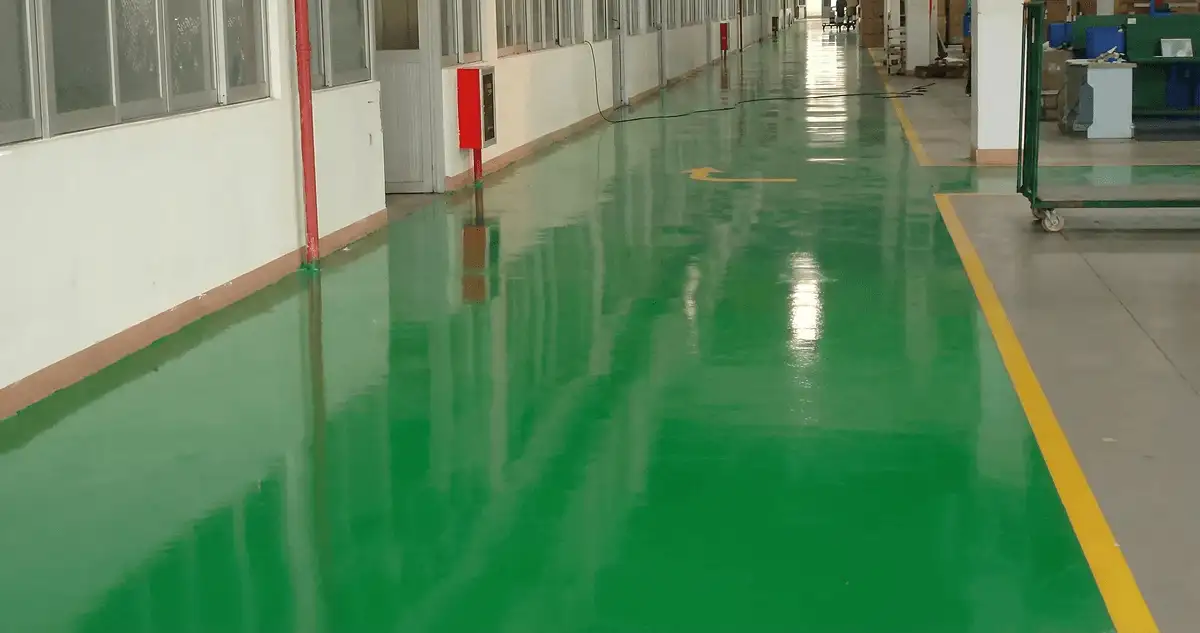 A factory floor professionally covered and marked with epoxy flooring in Sarasota, FL