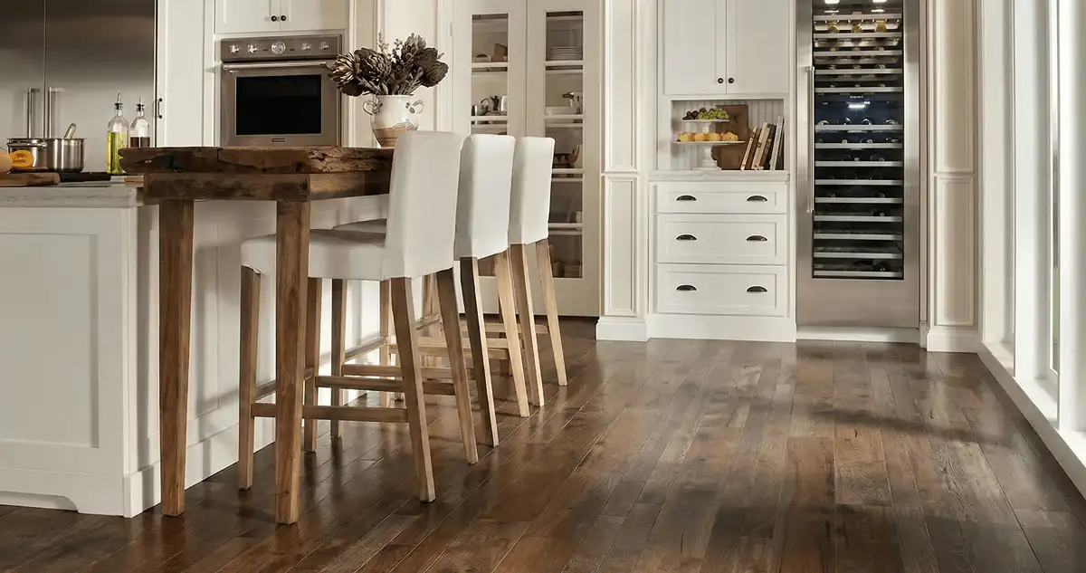 Professionally installed and refinished hardwood flooring in a residential home, showcasing smooth finish and natural wood tones in Sarasota, FL