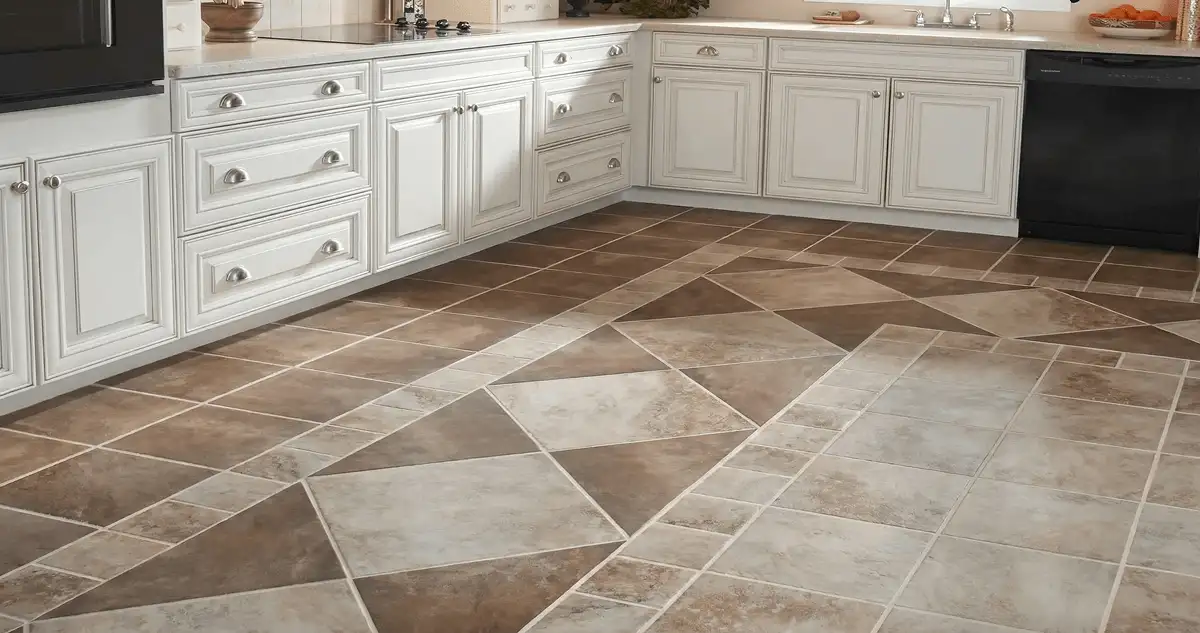 Kitchen with white cabinets and a professionally installed tile floor in Sarasota, FL